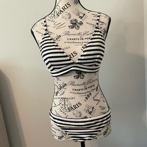 JCrew navy blue and white two-piece